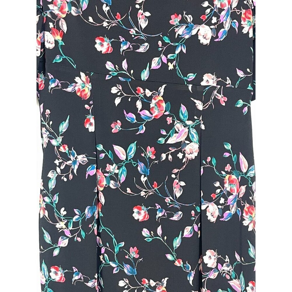 NWOT Connected Apparel Size 14 Half Sleeve Black Floral Dress Knee/Below Knee - Picture 9 of 10